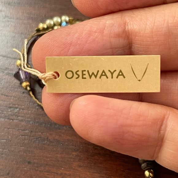 Japanese multi gem & wood antiqued brass long necklace - Picture 8 of 10